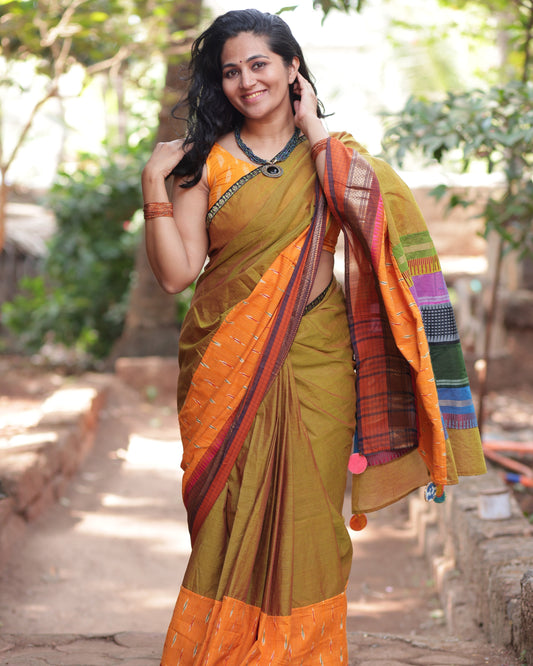 Light Green Maanto Concept Saree