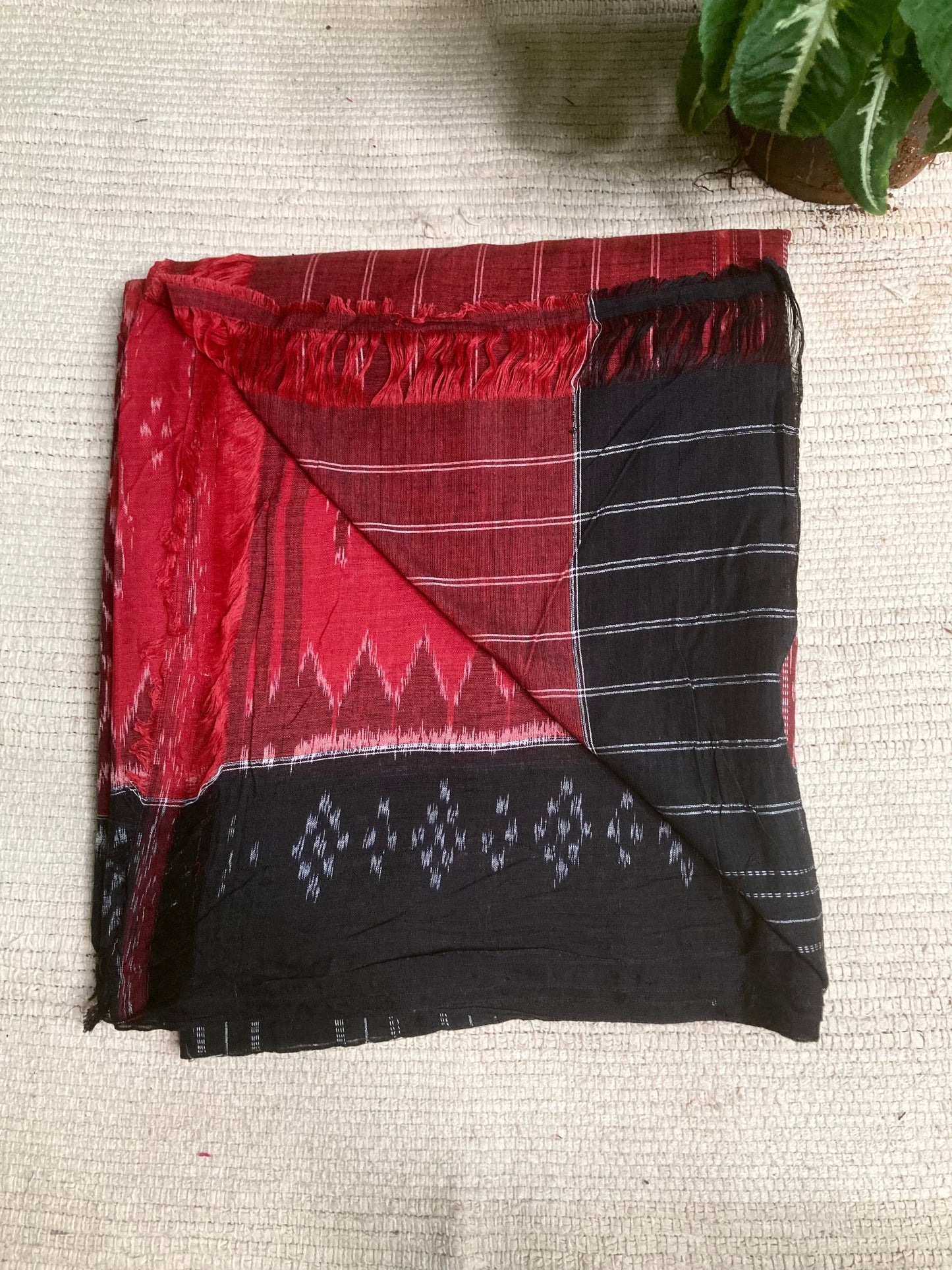 Brick  Red Sambalpuri Ikkat saree