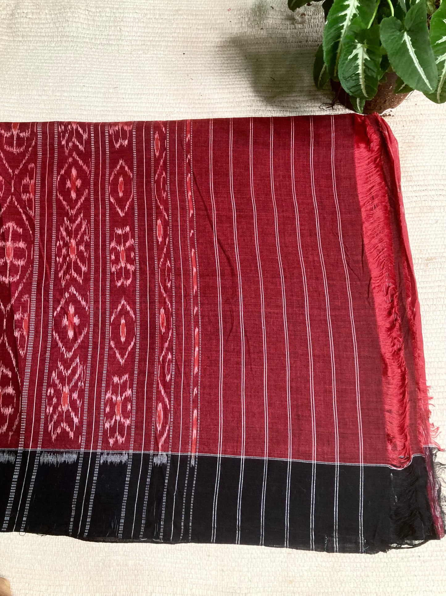 Brick  Red Sambalpuri Ikkat saree