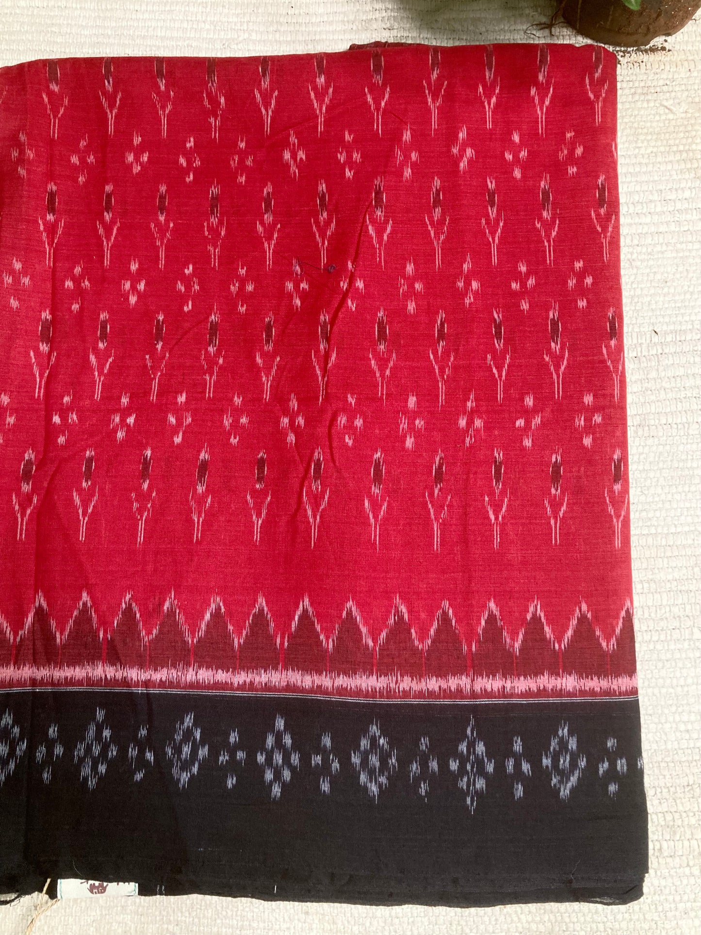 Brick  Red Sambalpuri Ikkat saree