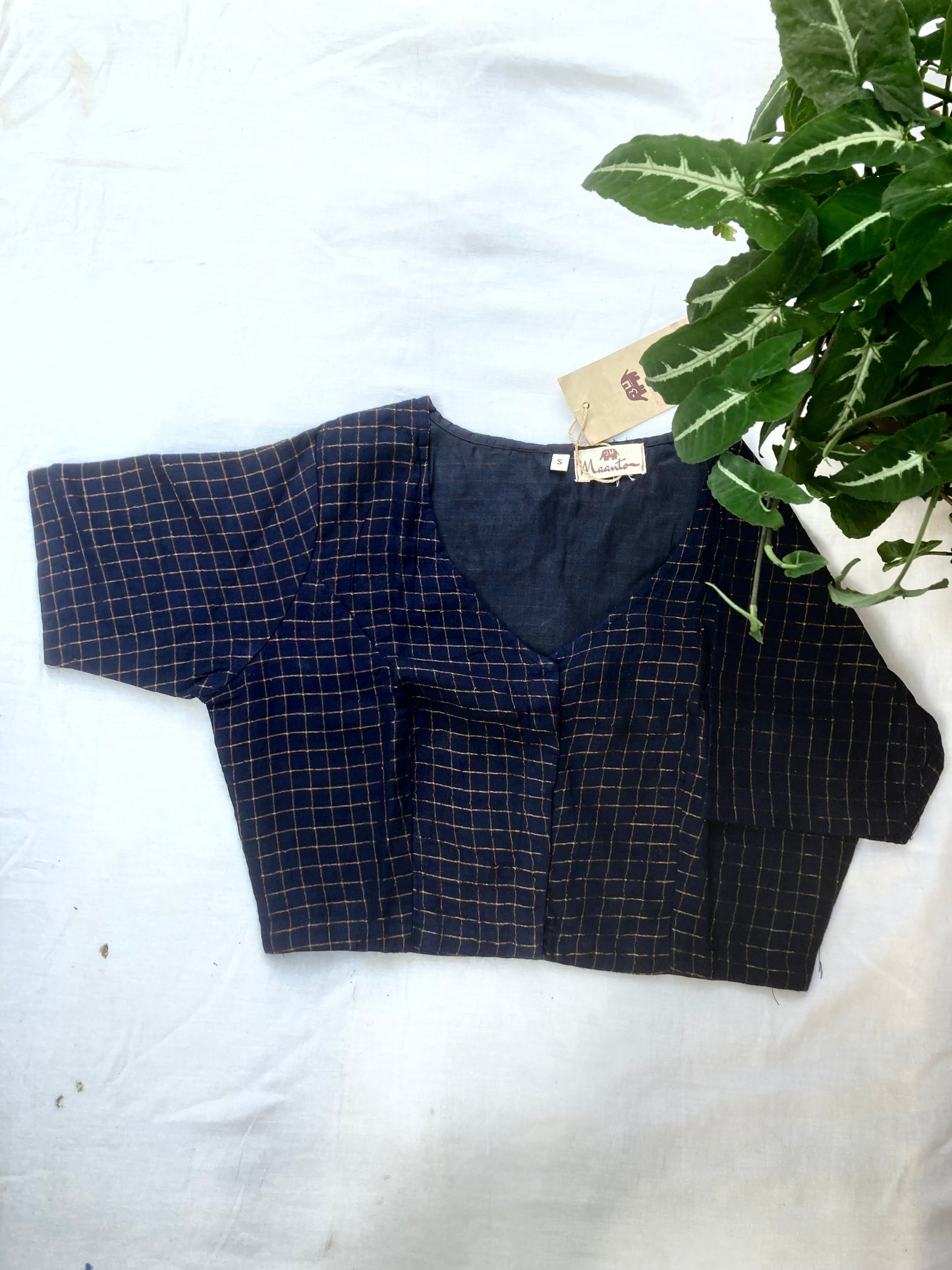 Navy Blue Sungudi Blouse