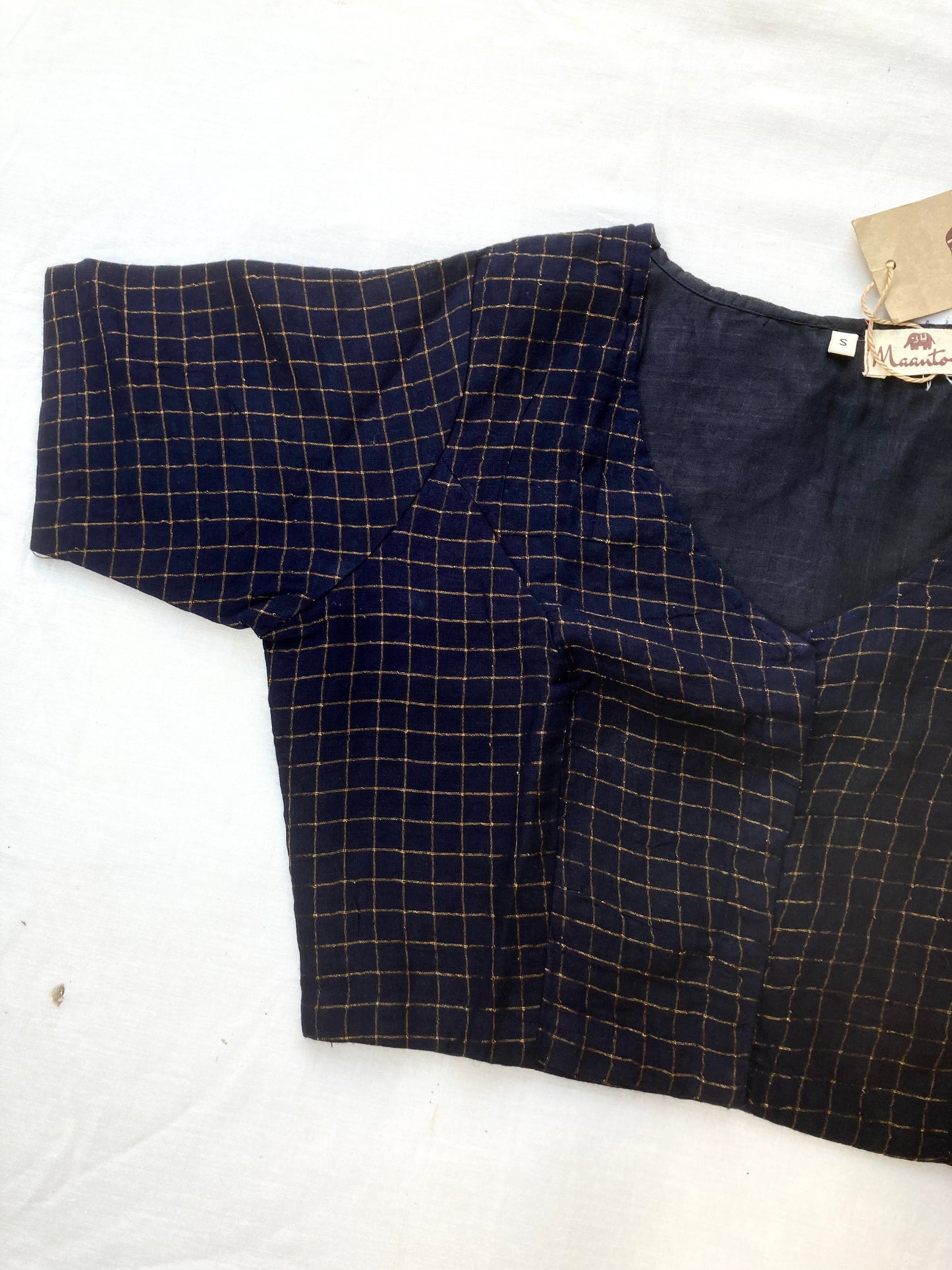 Navy Blue Sungudi Blouse