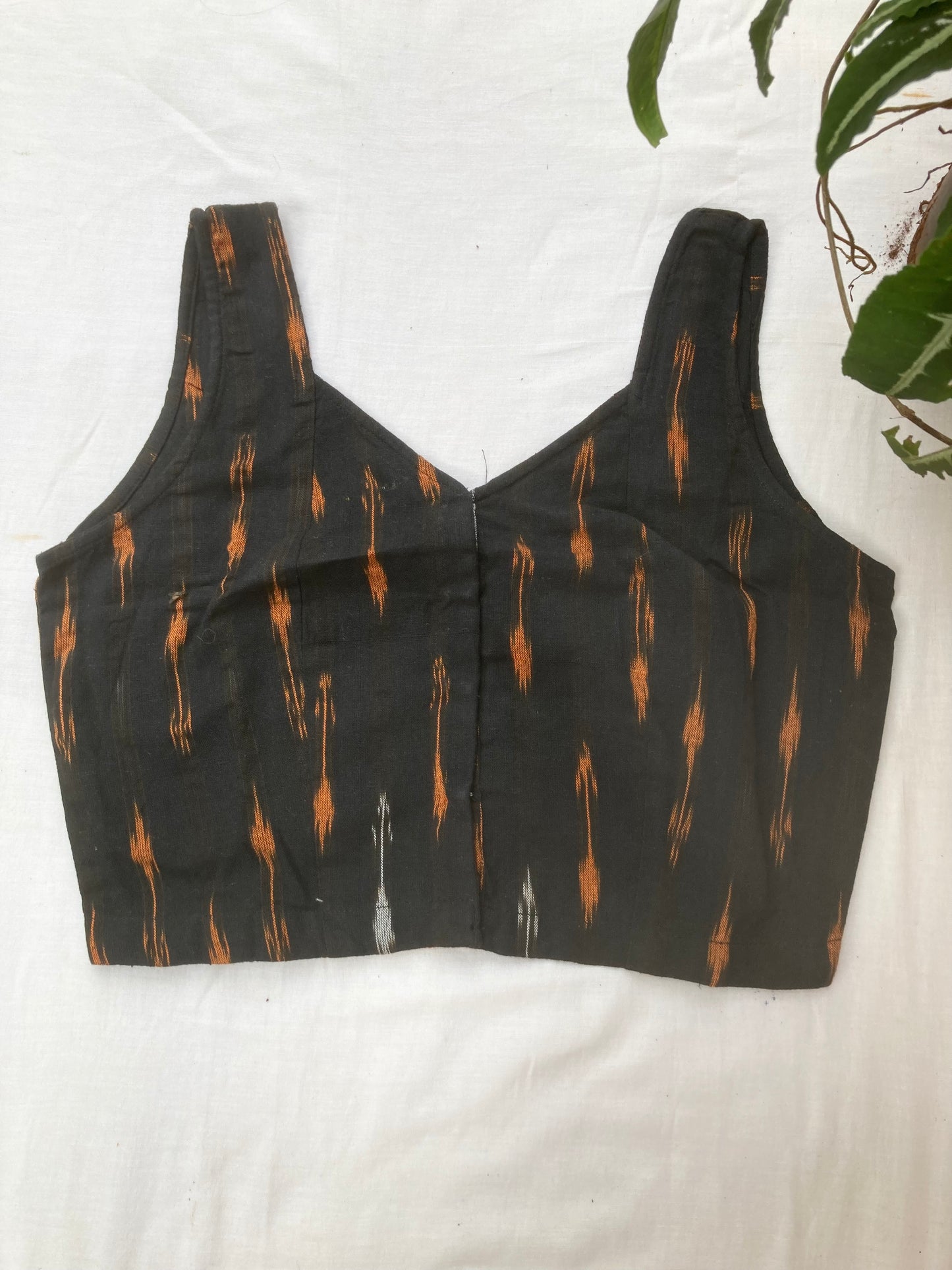 Charcoal Black Ikkat Hand Embroidery Blouse