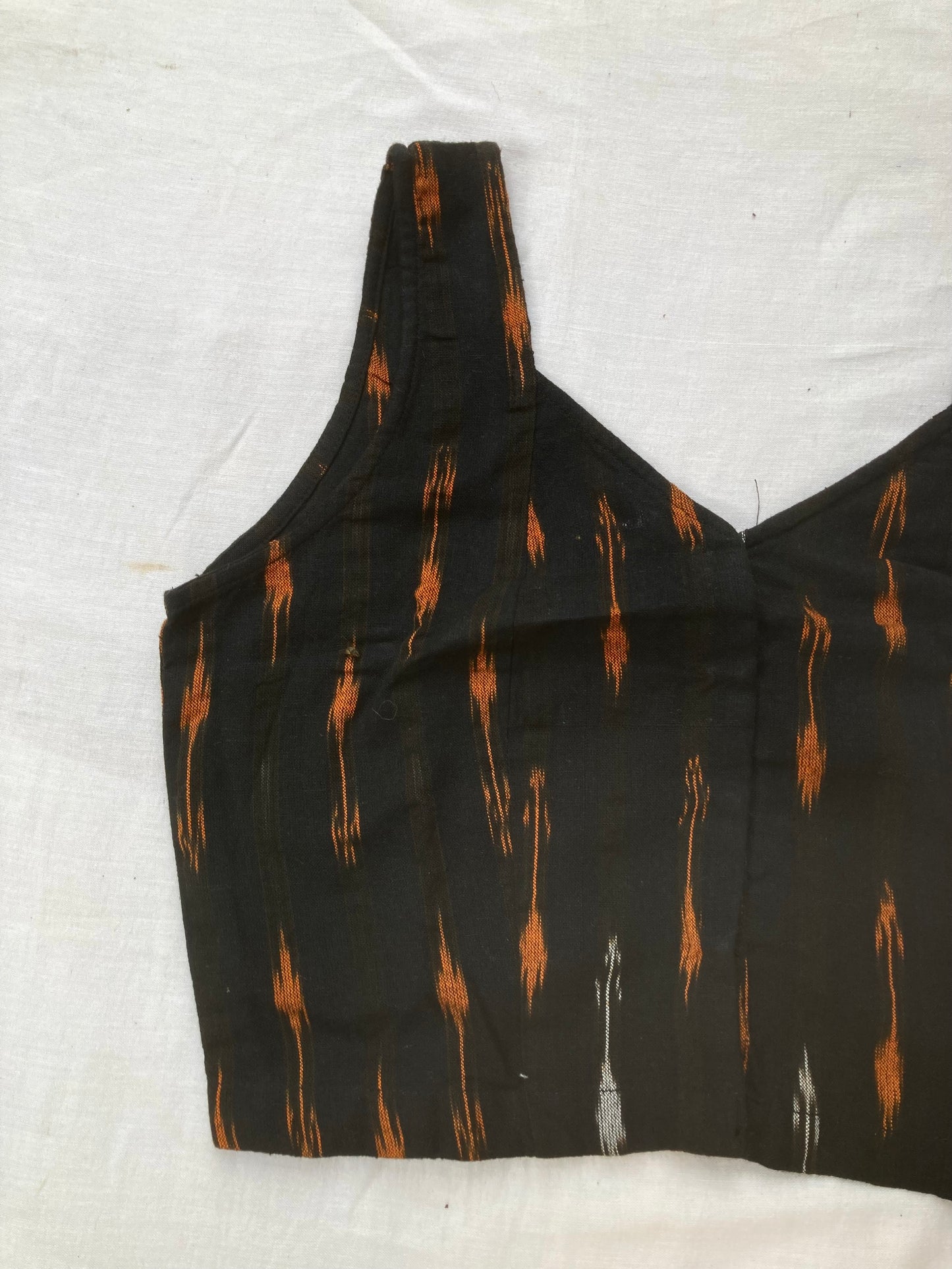 Charcoal Black Ikkat Hand Embroidery Blouse