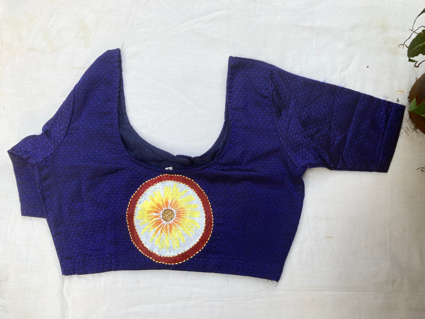 Dark Blue Hand Painted  Blouse