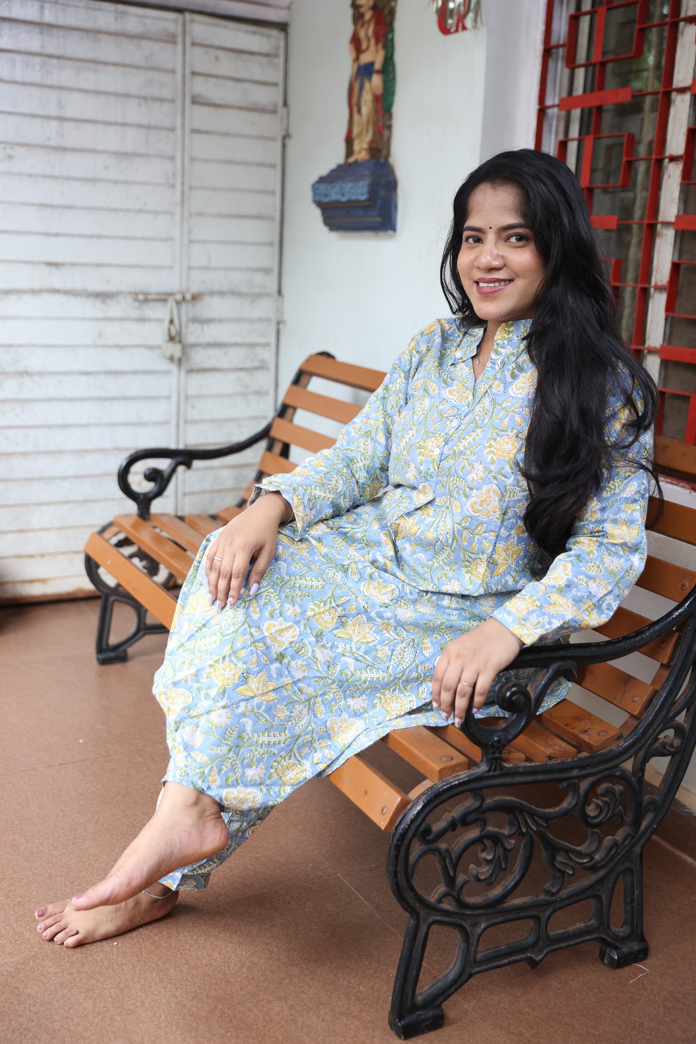 Sky Blue Block Printed Co-ord Set