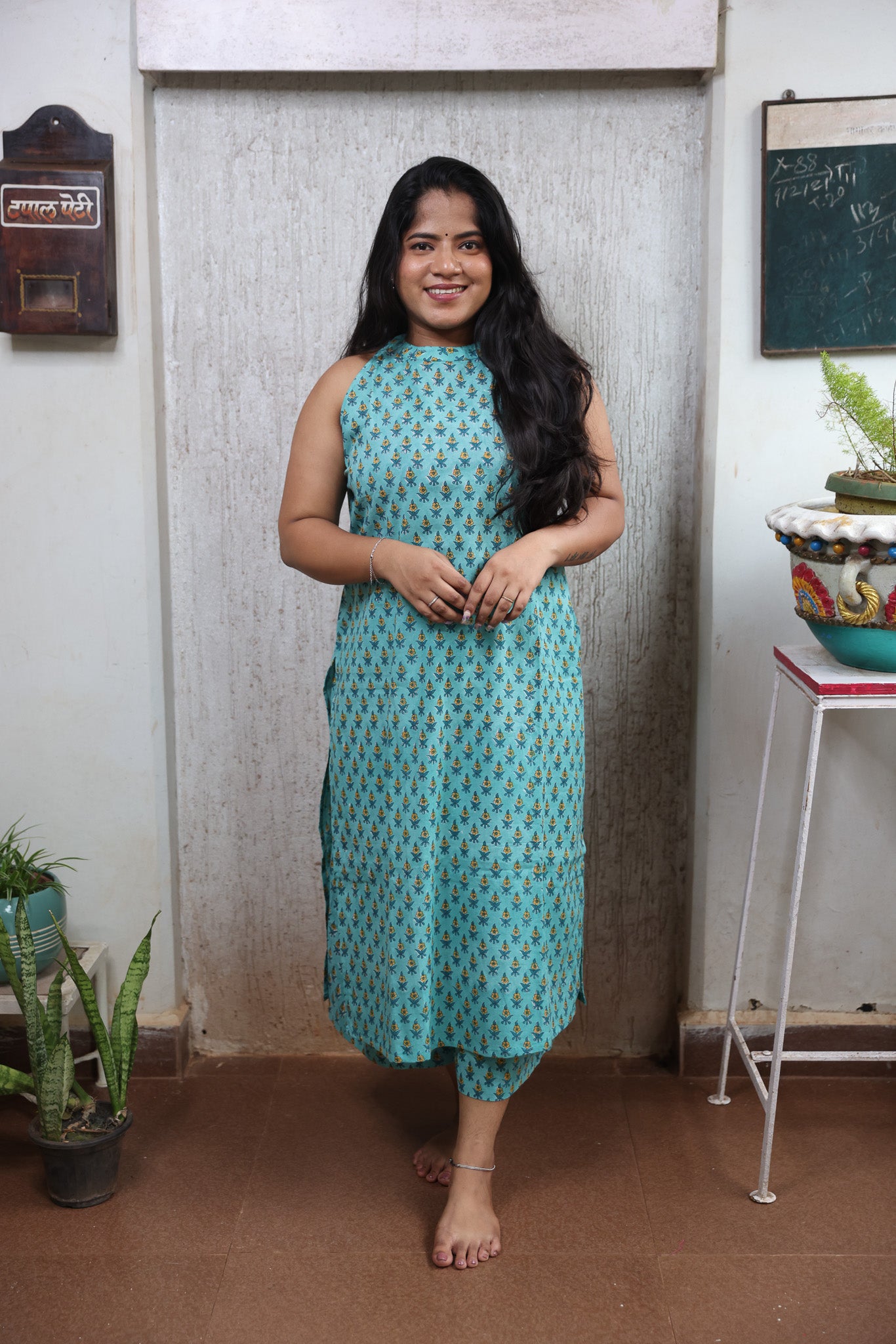 Green Block Printed Cotton Co-ord Set