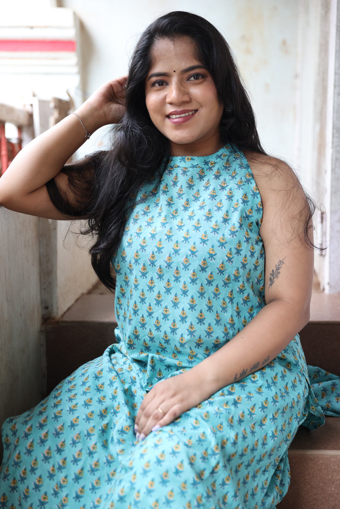 Green Block Printed Cotton Co-ord Set