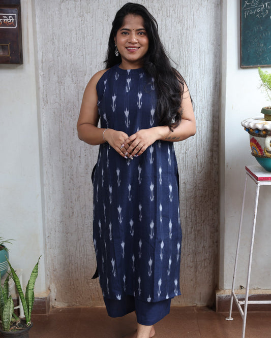 Neavy Blue Ikkat Co-Ord Set