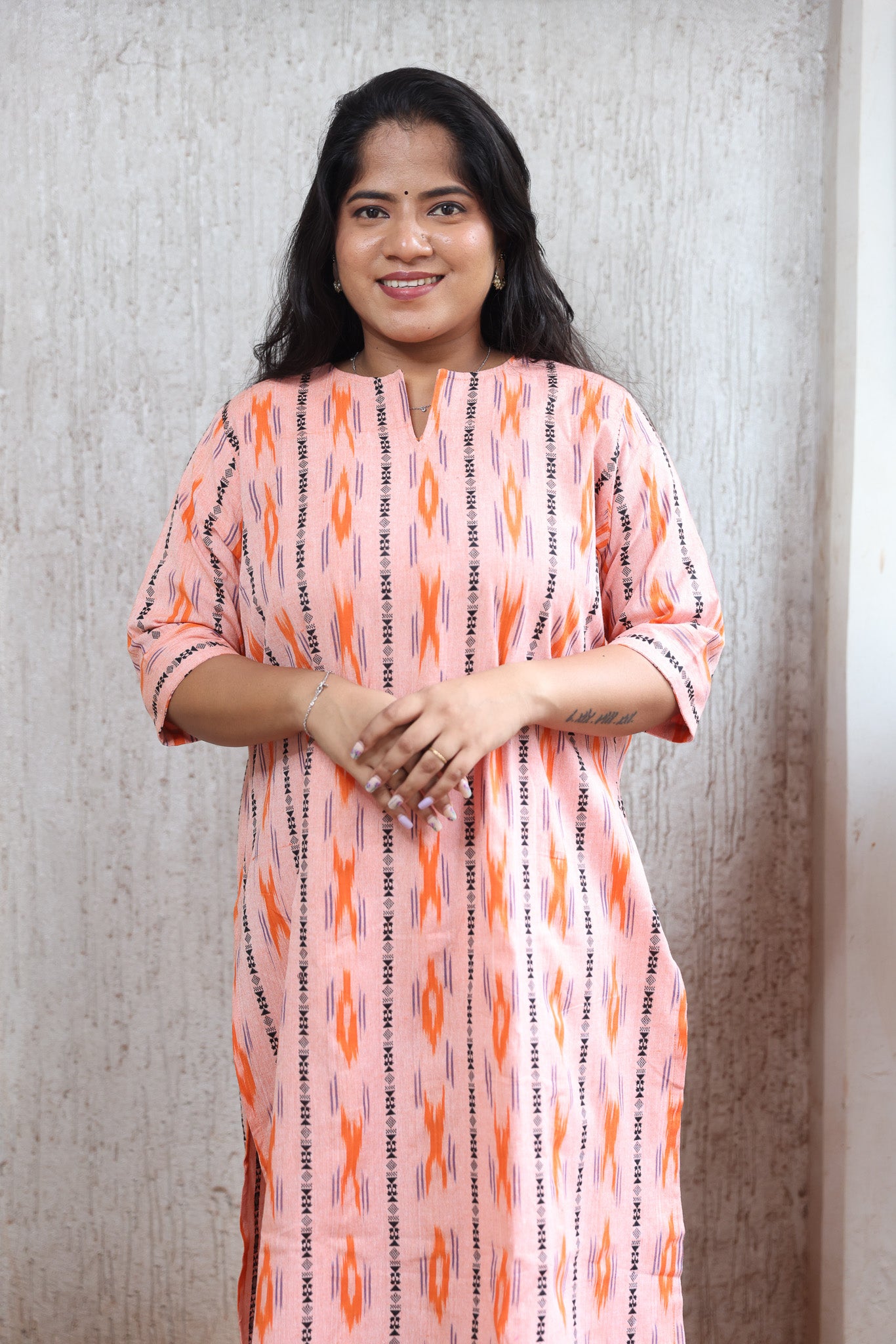 Light Orange Ikkat Co-Ord Set
