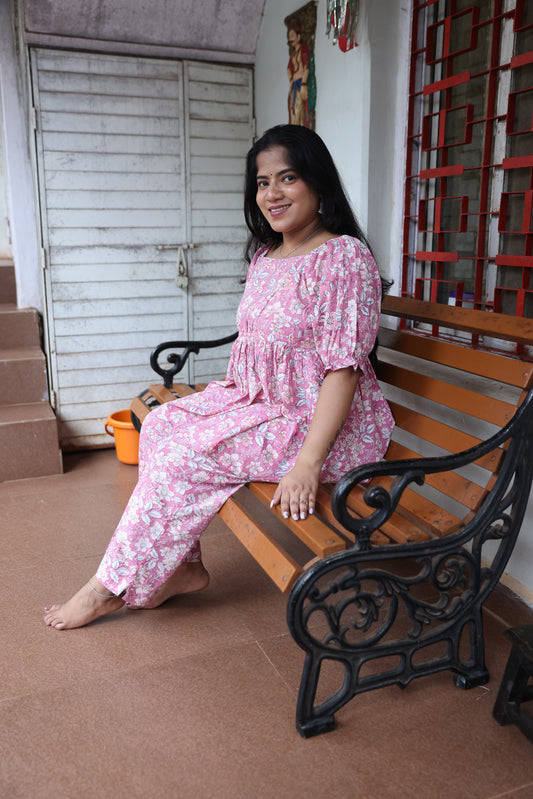 Light Pink Block Printed Cotton Co-ord Set