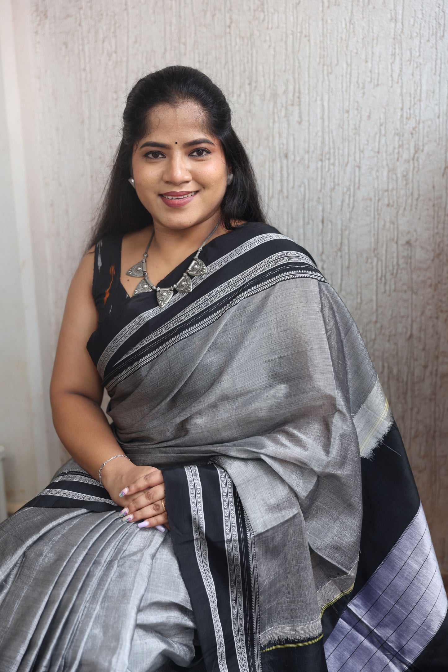 Silver Grey Ilkal Saree