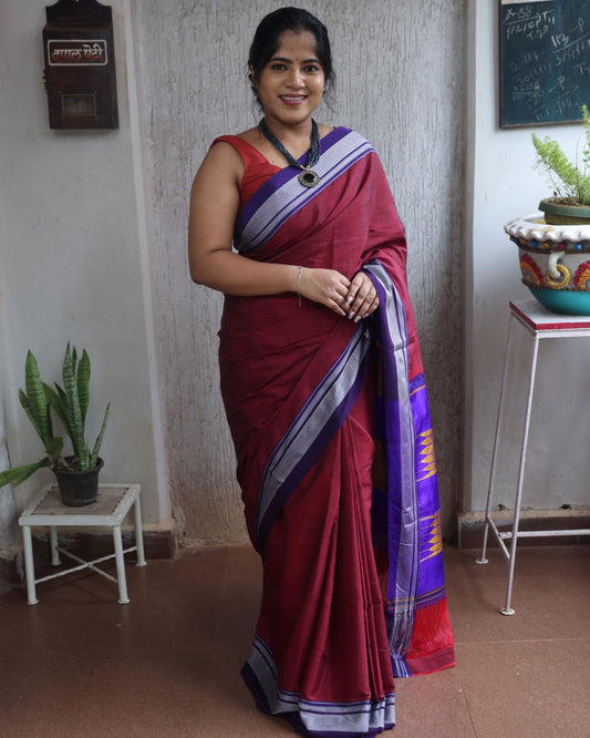 Dark Maroon Ilkal Saree