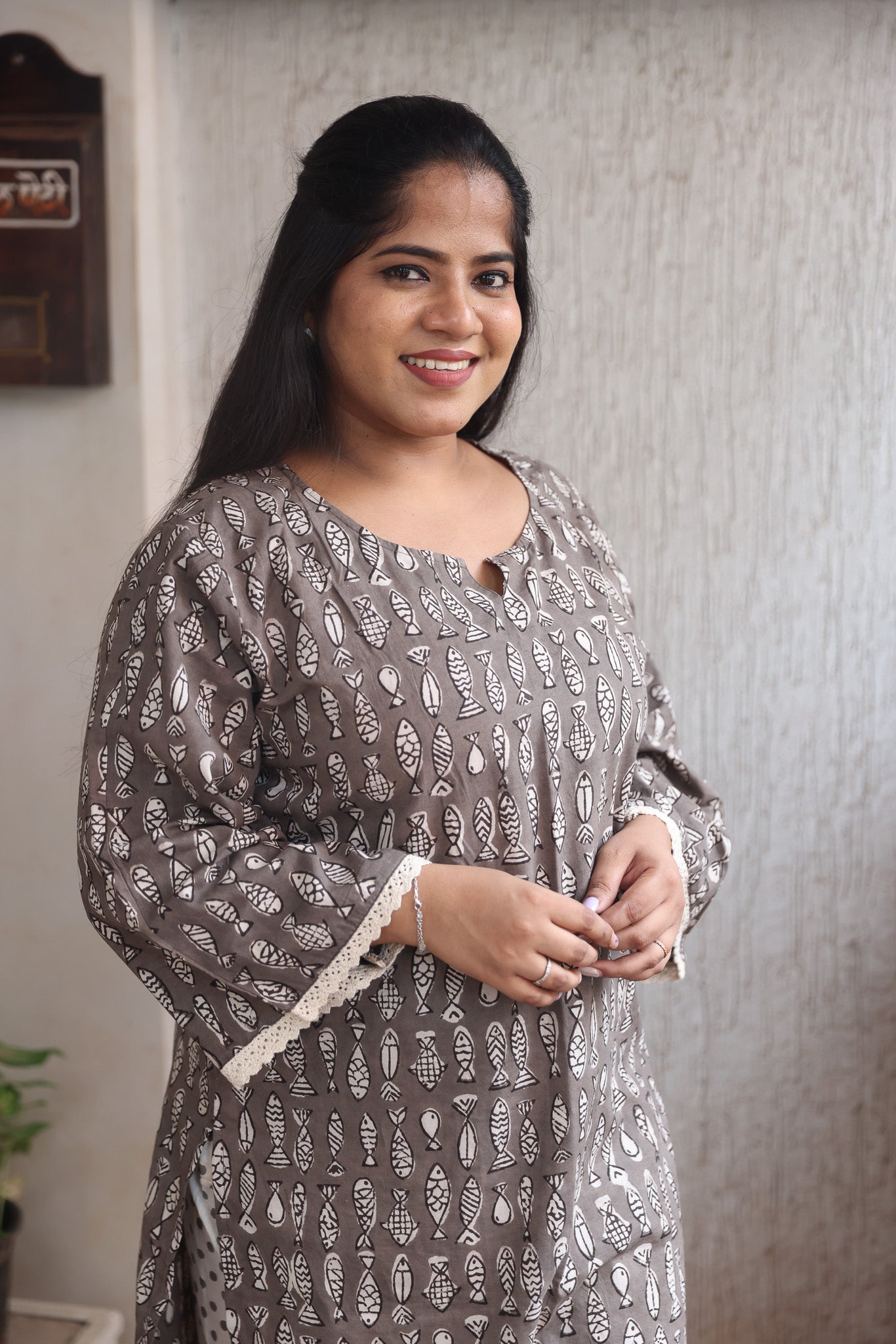 Grey Block Printed Cotton Co-ord Set