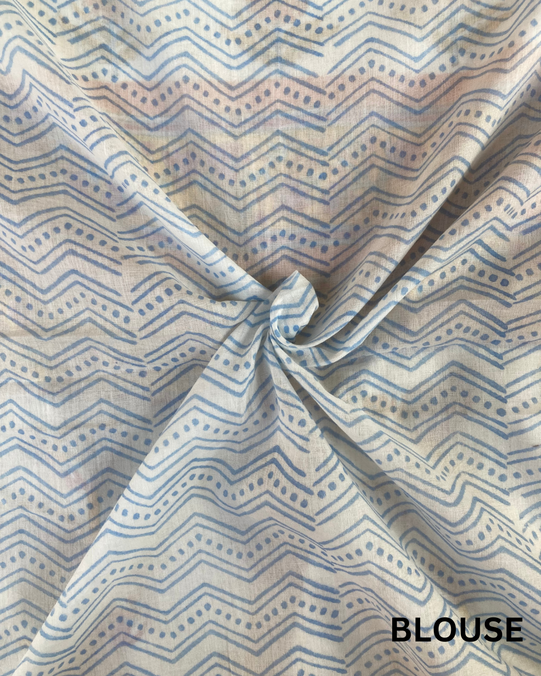 White Orange Block Printed Cotton Saree