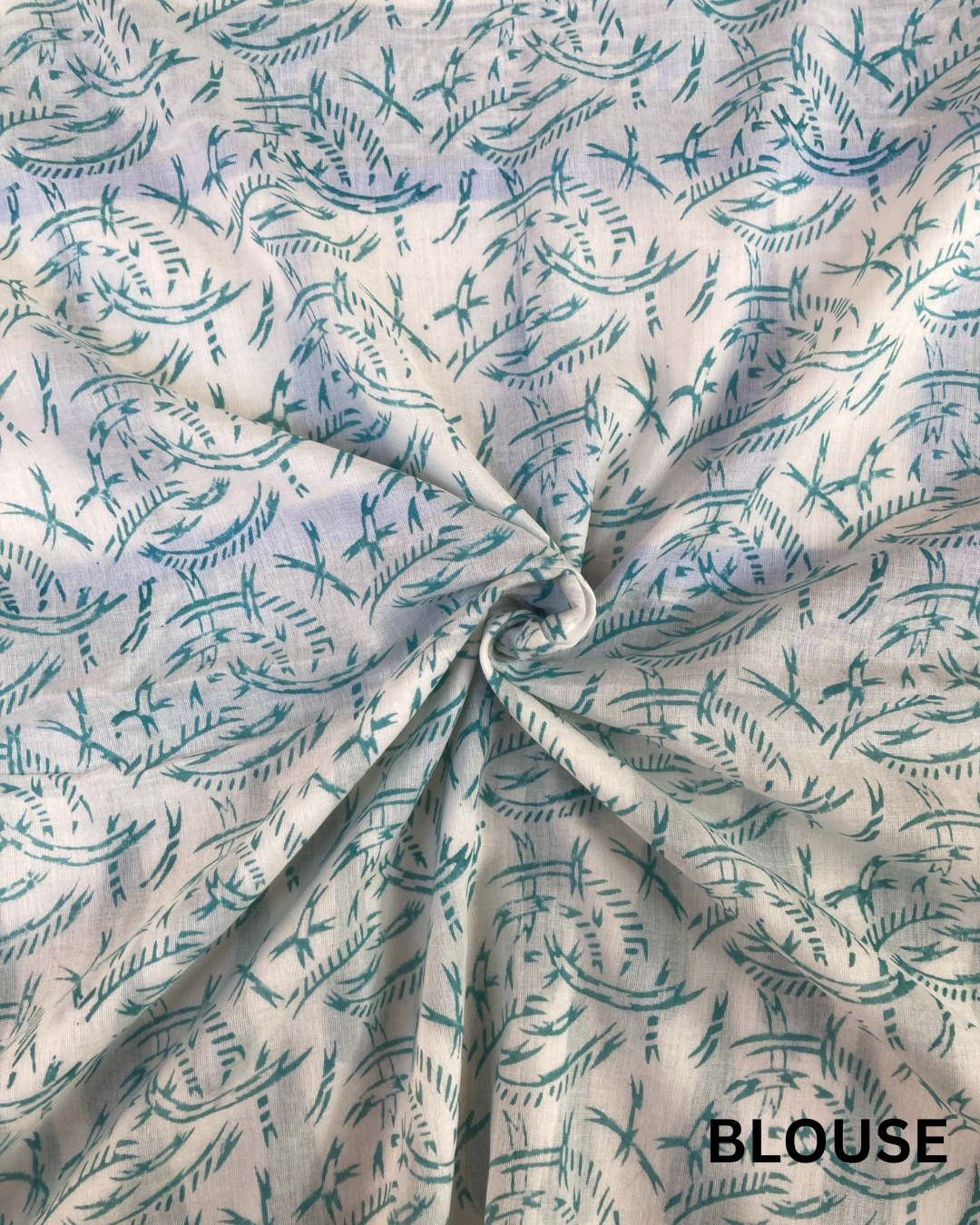 White Block Printed Cotton Saree