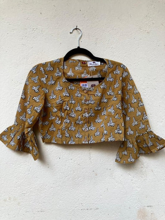 Mustered Block Printed Cotton Blouse