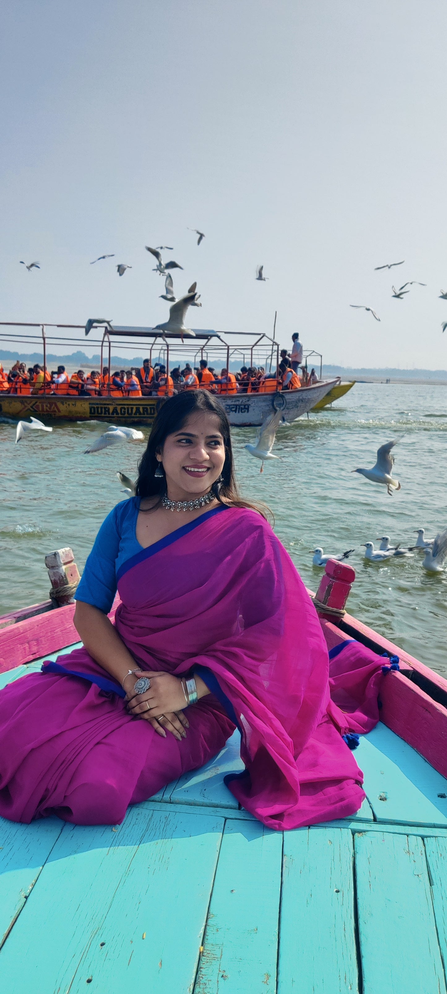 Hot Pink Mul Cotton Saree