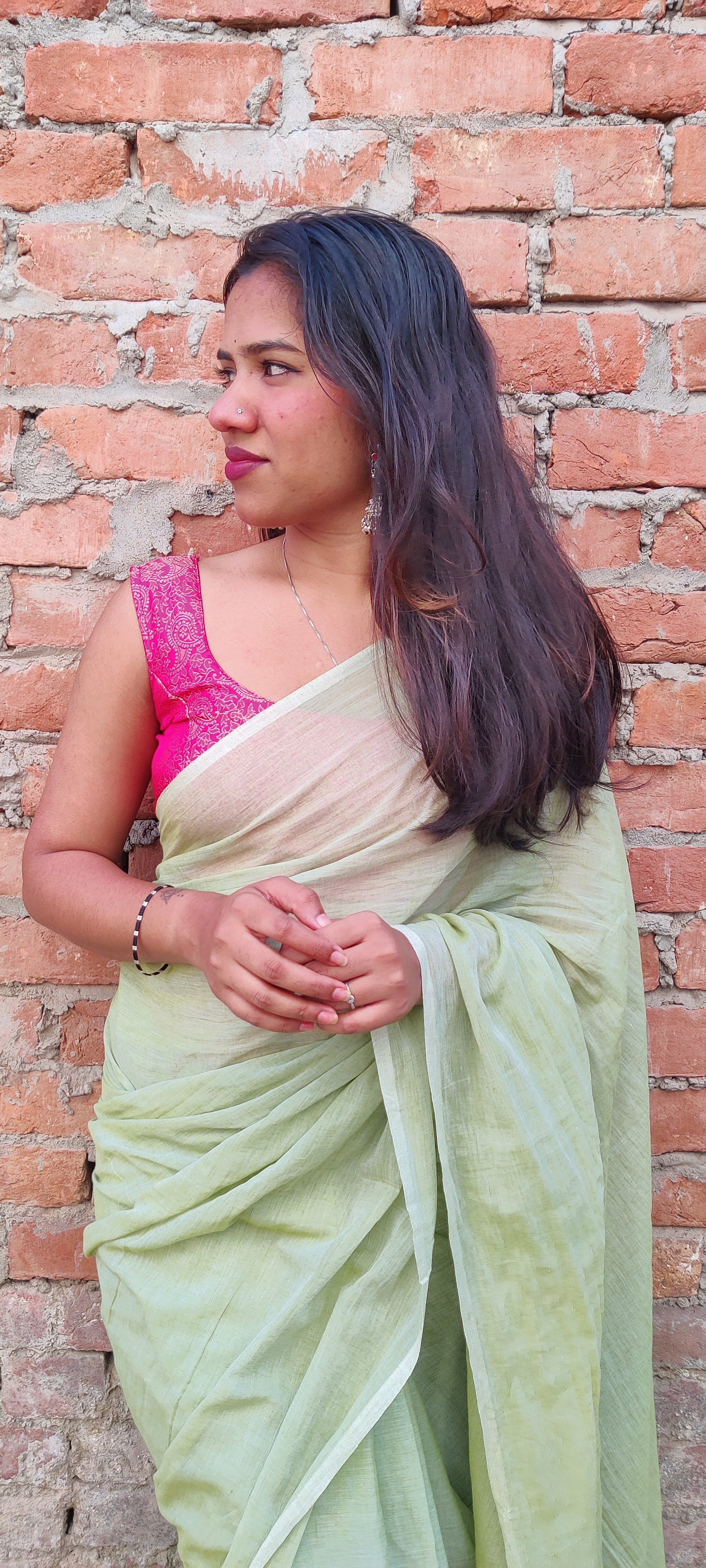 Spring Green Mul Cotton Saree