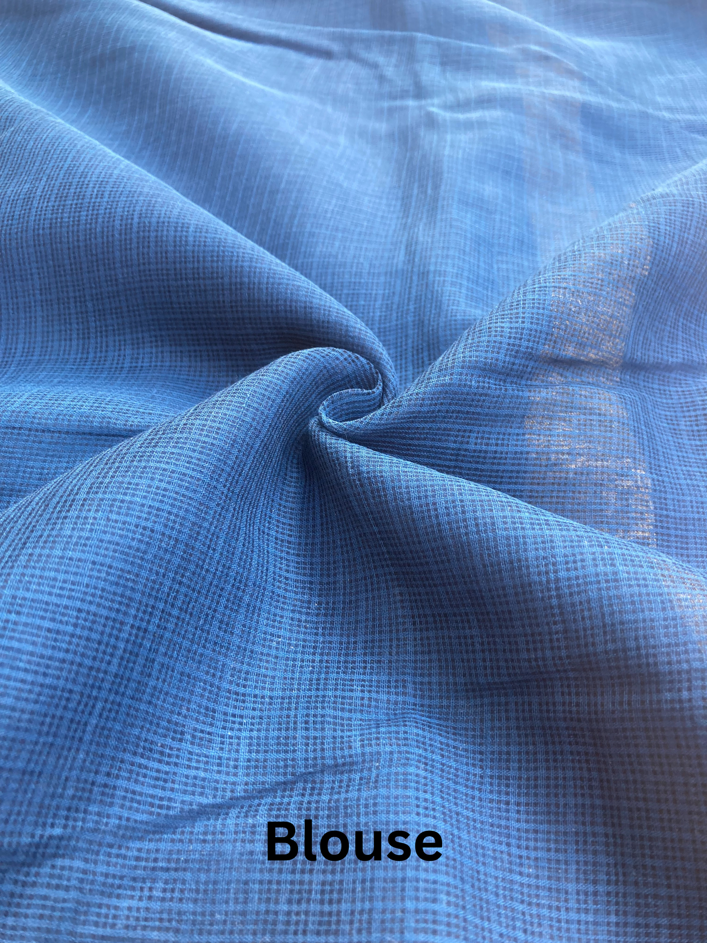 Sky Blue Ombre-Dyed Kota Doria Saree