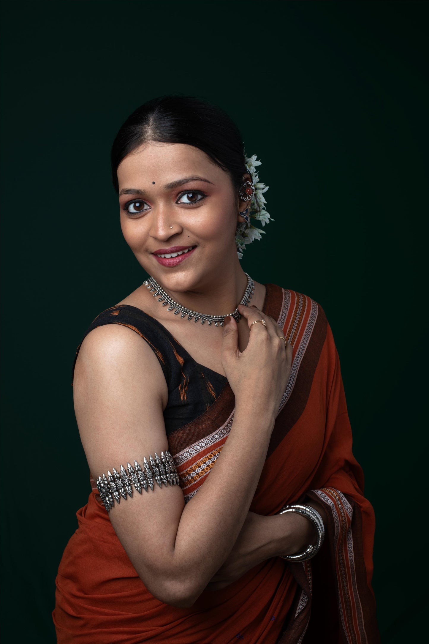 Brownish Orange Sambalpuri Ikkat saree