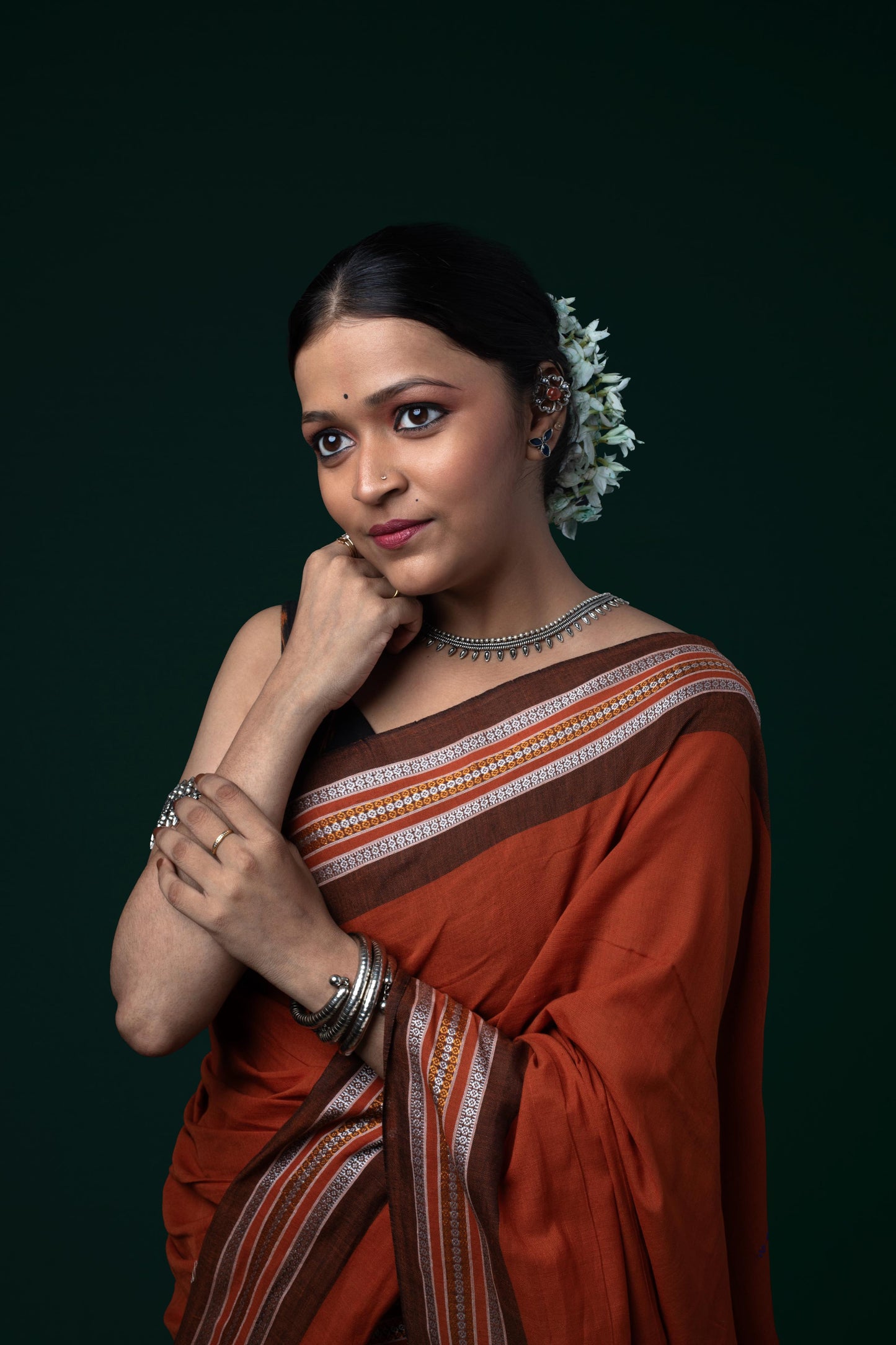 Brownish Orange Sambalpuri Ikkat saree