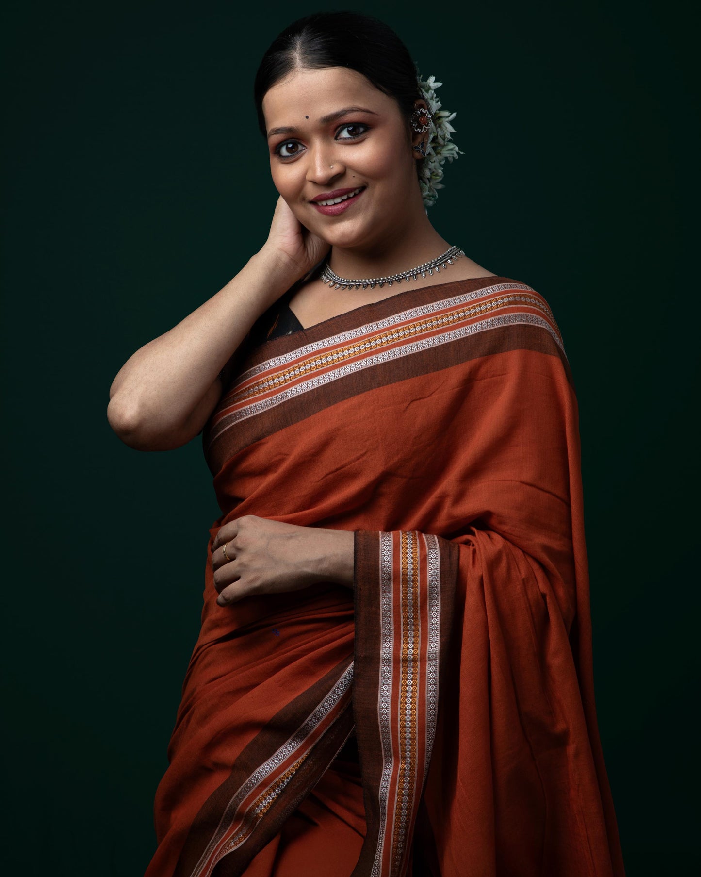 Brownish Orange Sambalpuri Ikkat saree