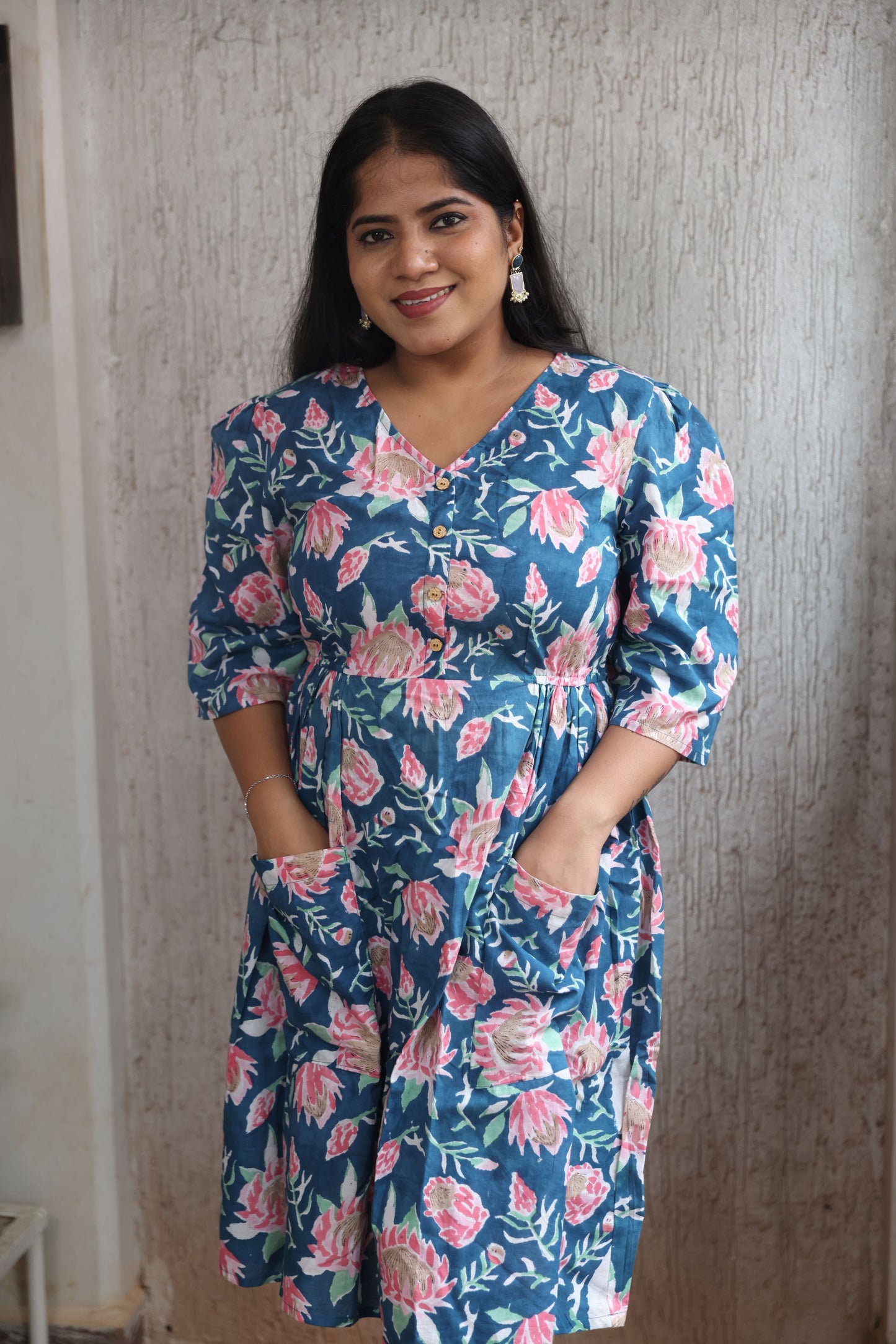 Peacock Green short floral Dress