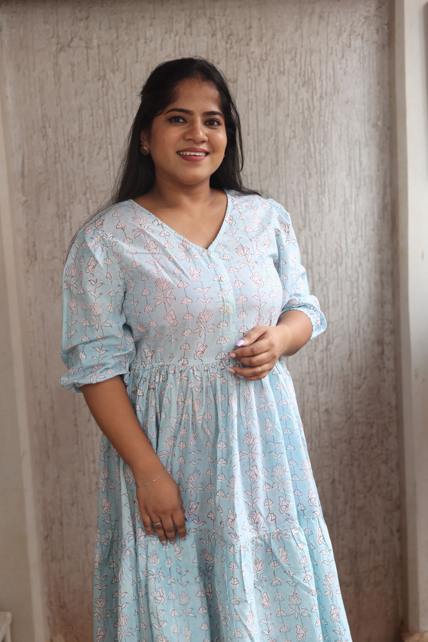 Sky Blue short floral Dress